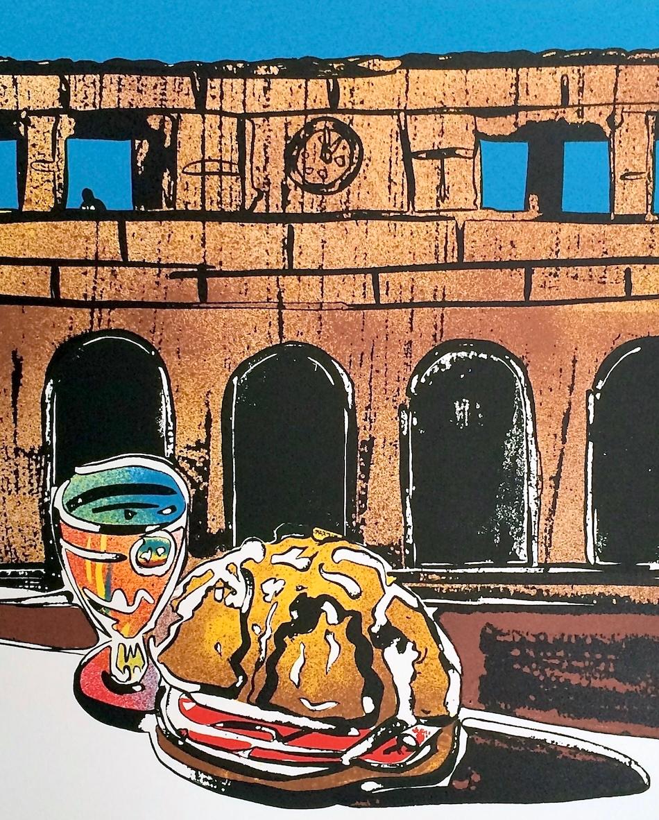 HOMENAJE A DE CHIRICO Litografía firmada, Paisaje surrealista, Arqueología, Bocadillo en venta 2
