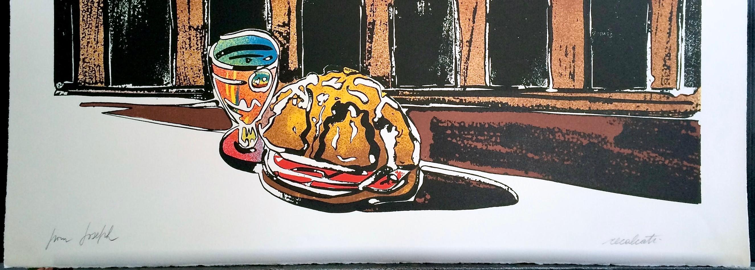 HOMENAJE A DE CHIRICO Litografía firmada, Paisaje surrealista, Arqueología, Bocadillo en venta 4