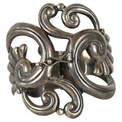 Antonio Reina - Vintage 1940s Scrollwork Sterling Silver Taxco Clamp Bracelet