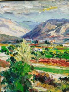 Reverte 15.4.2. Pintura acrílica de Albarracín, expresionista, enmarcada, década de 2000
