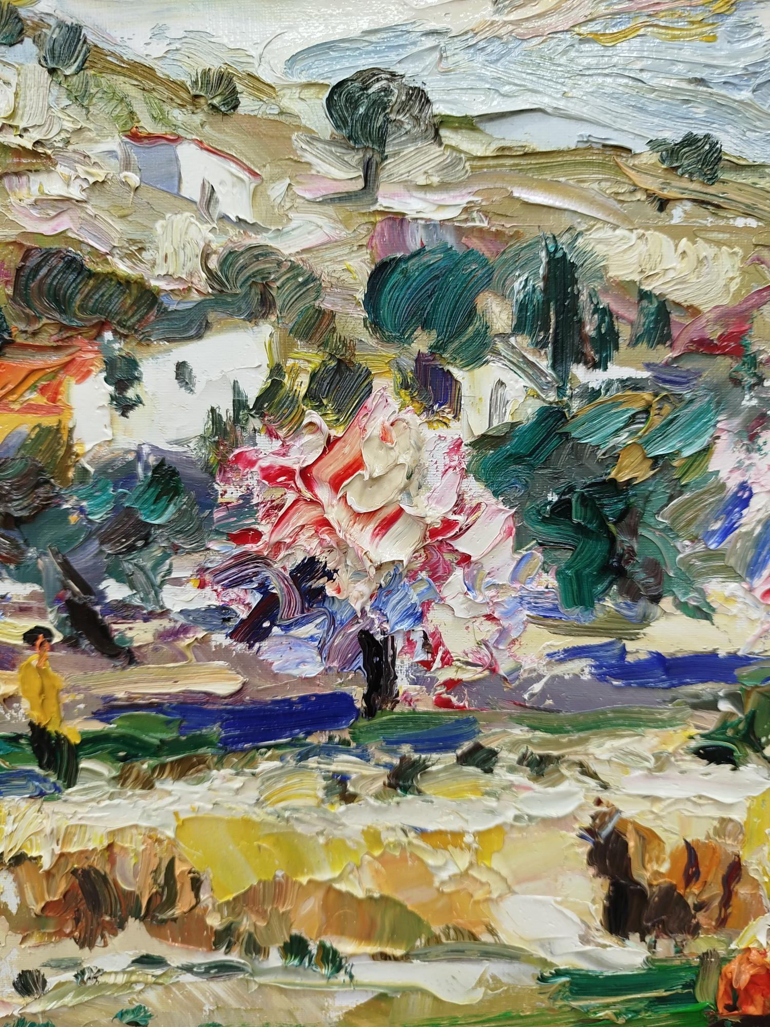 Reverte Almond and olive trees. original painting - Expressionist Painting by Antonio Reverte