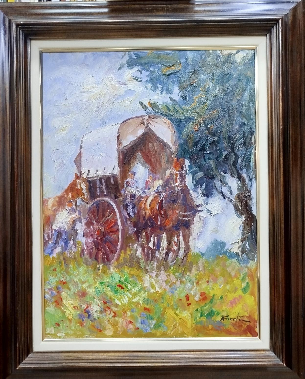 Reverte in Auto Originalgemälde (Schwarz), Landscape Painting, von Antonio Reverte