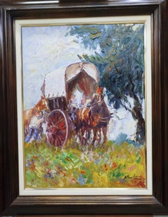 Reverte in Car Acrylic Painting, Expressionist Style, Framed, 2000s