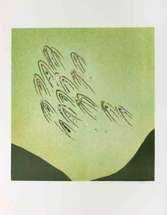 Figures en vol - Lithographie de A. Rizzo, 1970 environ
