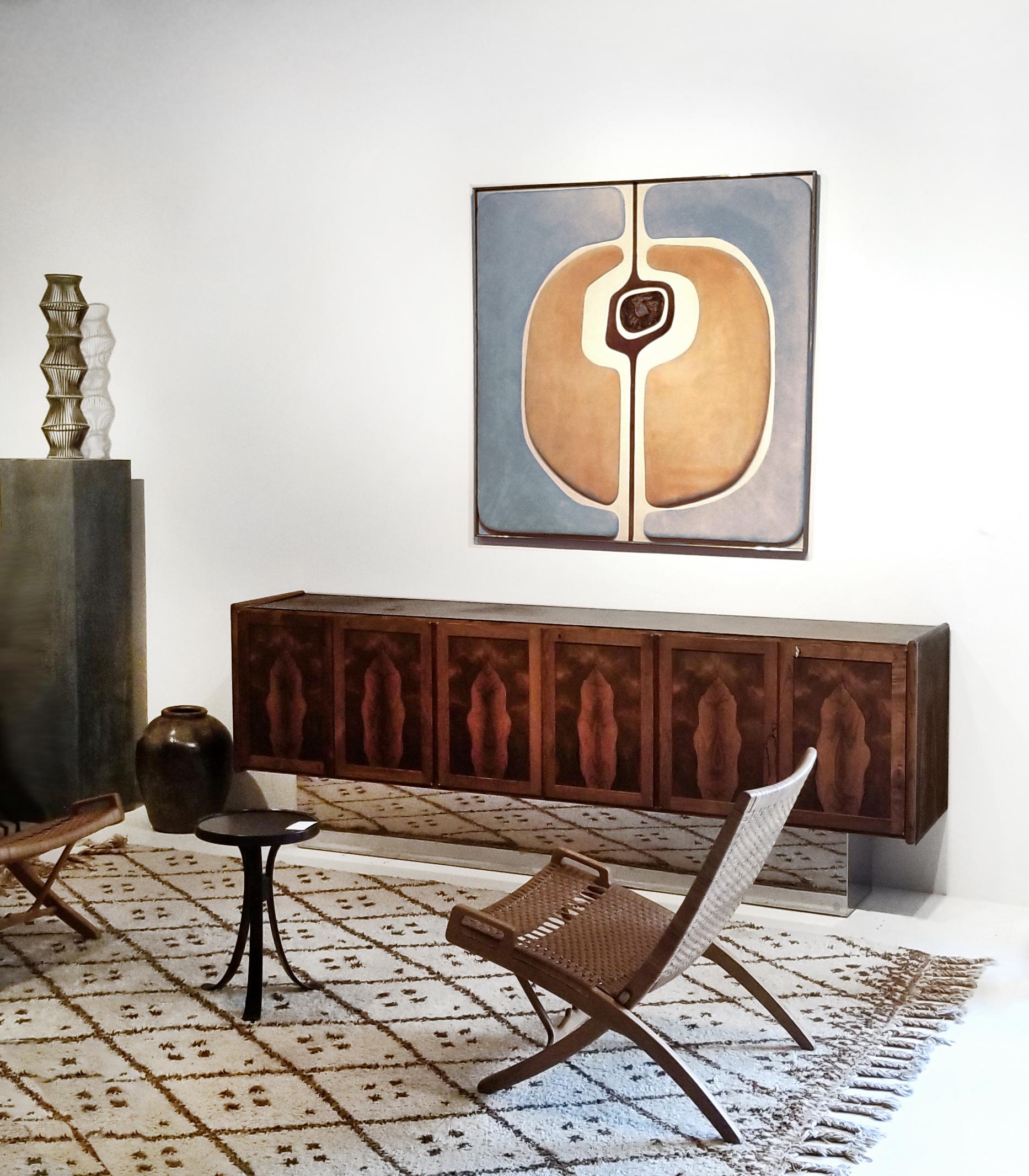 Antonio Roca Textile Composition in Suede Linen & Patinated Bronze Mexico, 1970s 5