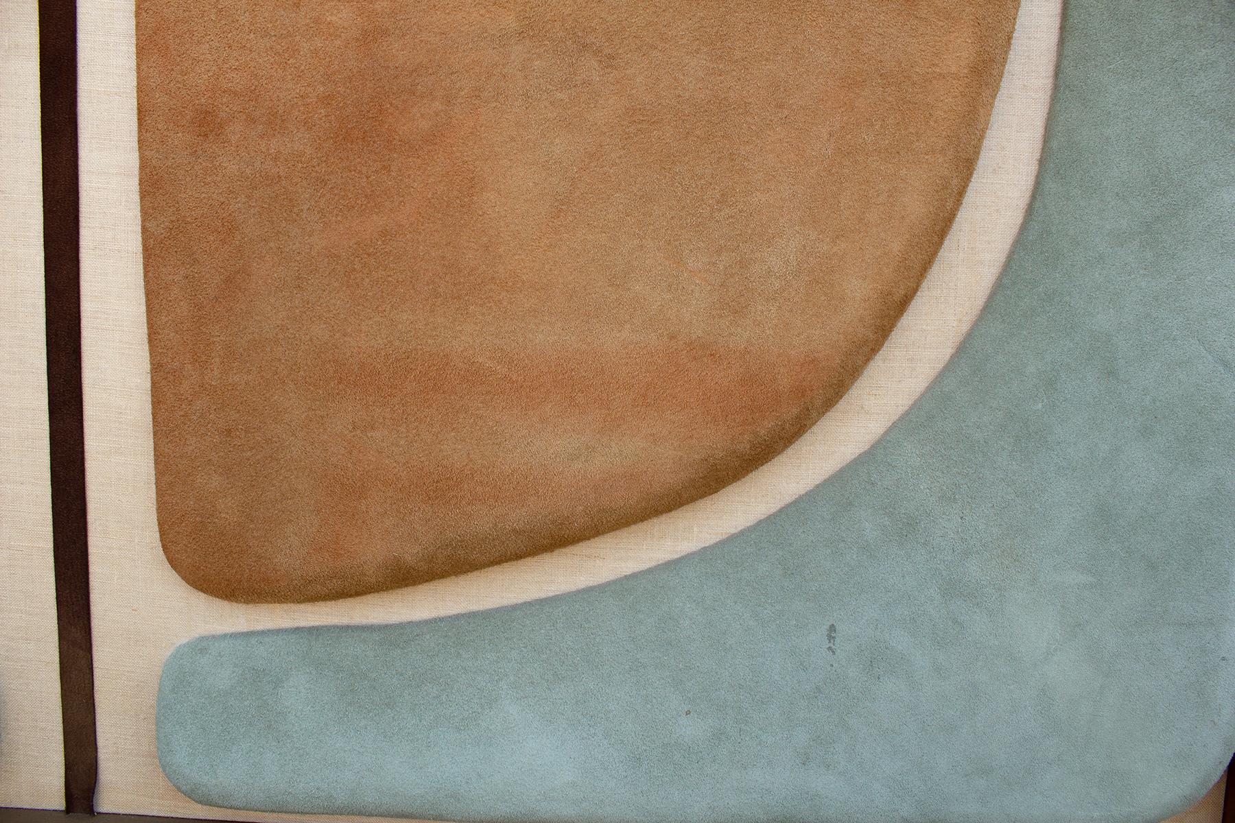 Mexican Antonio Roca Textile Composition in Suede Linen & Patinated Bronze Mexico, 1970s