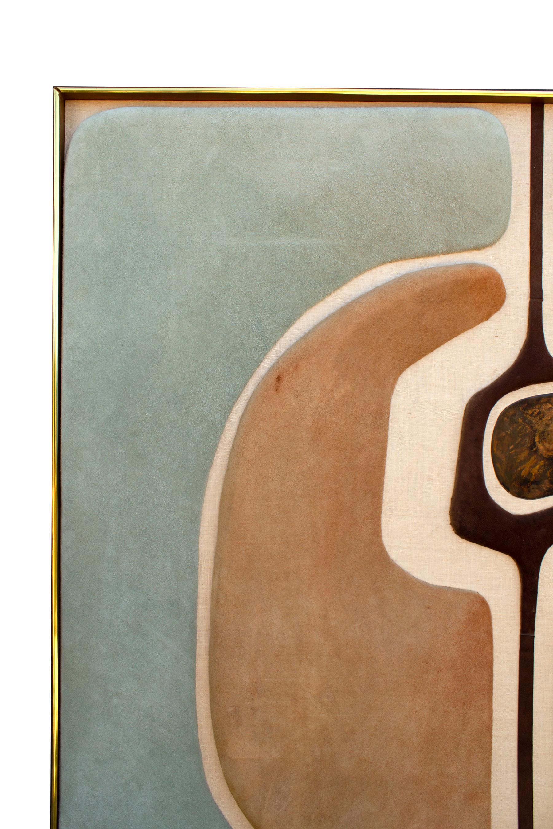 Antonio Roca Textile Composition in Suede Linen & Patinated Bronze Mexico, 1970s In Good Condition In Dallas, TX