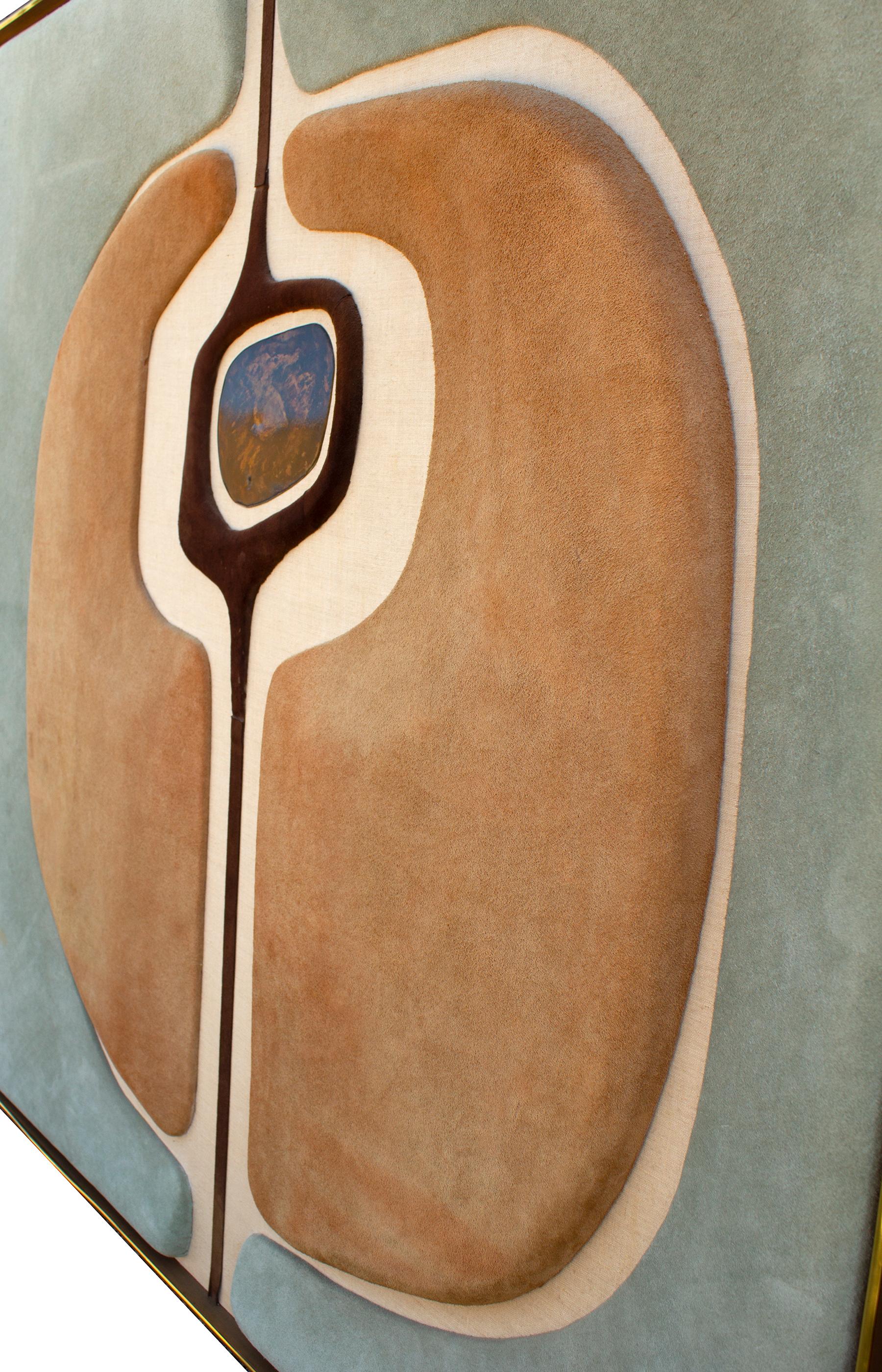 20th Century Antonio Roca Textile Composition in Suede Linen & Patinated Bronze Mexico, 1970s
