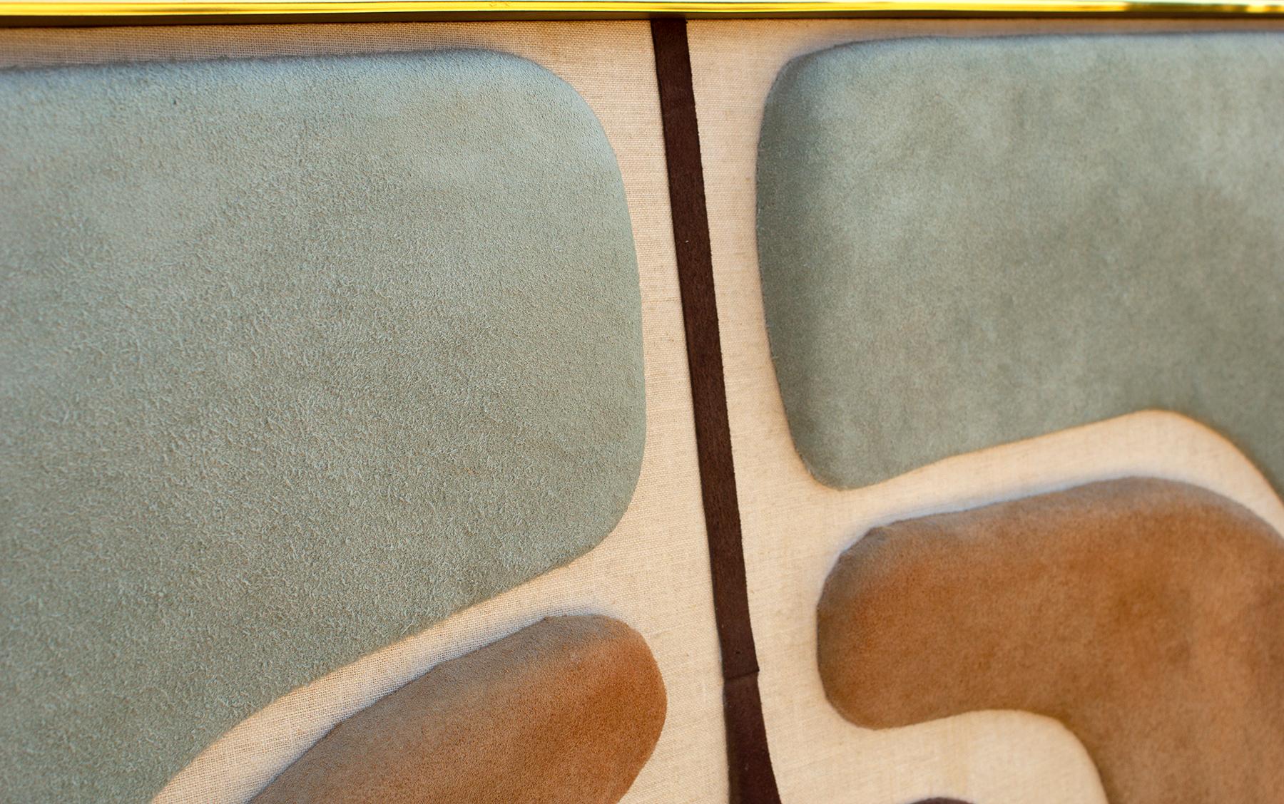 Antonio Roca Textile Composition in Suede Linen & Patinated Bronze Mexico, 1970s 2