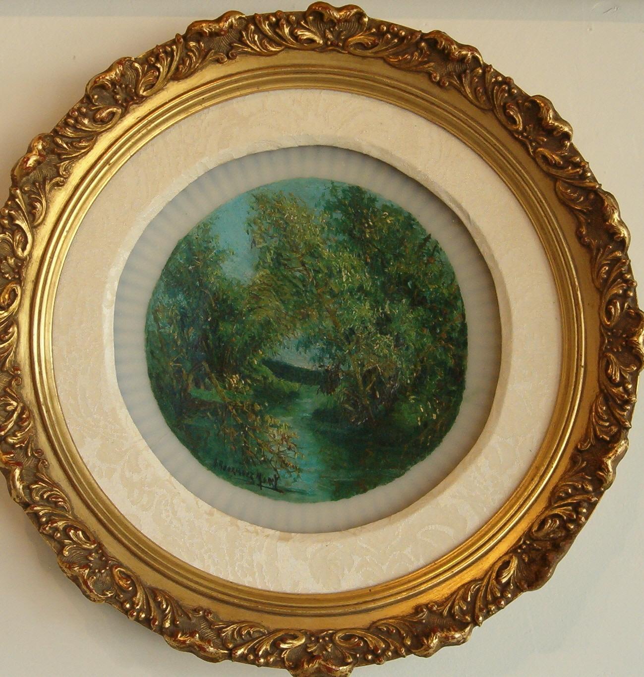 Antonio Rodriguez Morey
Paisaje con Rio
Oil on  a plate
8,5 in 
framed 15 in

Frame included

Antonio Rodriguez Morey (1874- 1967) was born in Havana on March 4, 1874. He studied at the San Alejandro Academy where Valentín Sanz Carta, the celebrated