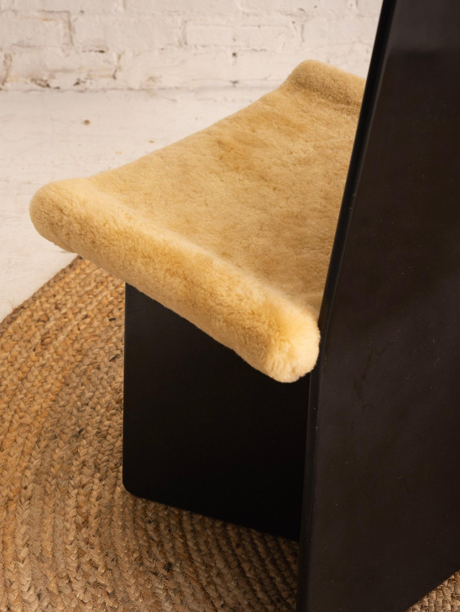 Antonio Ronchetti for Sormani Black Lacquered Chair With Shearling Upholstery 2