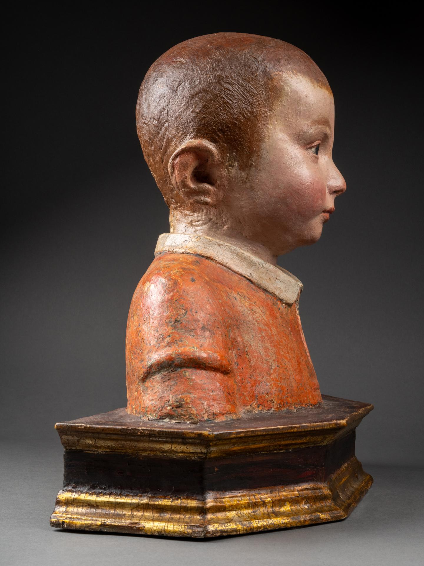 Attributed to Antonio Rossellino (settignano, 1427 - Firenze, 1479)
Bust of a young boy
1470-1475
Polychrome stucco
35 x 31 x 15,5 cm

- Published on the exhibition catalogue :

A. Del Priori, in Rinascimento Segreto, a cura di Vittorio Sgarbi,