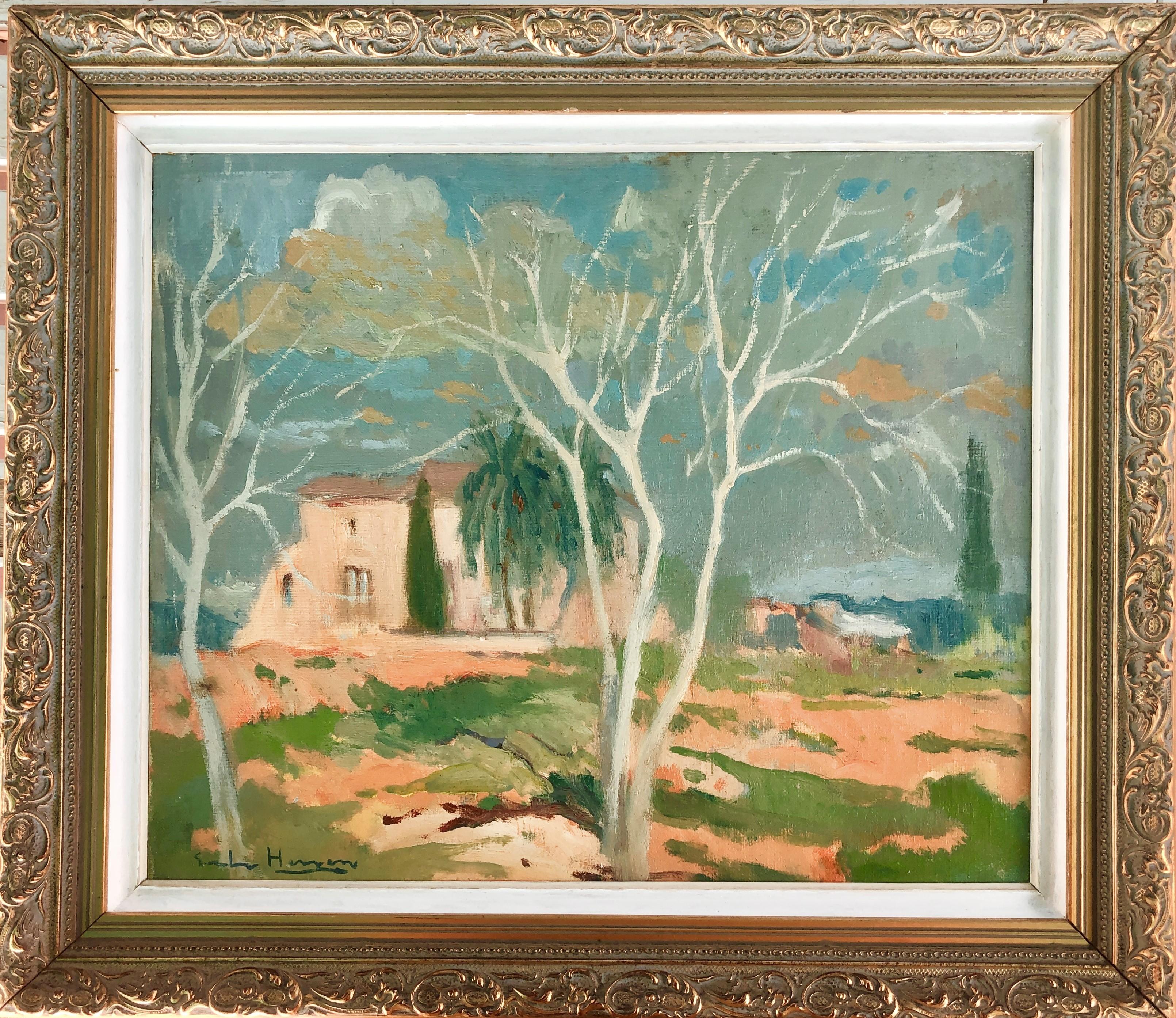 Barcelona Spain oil on canvas painting landscape - Painting by Antonio Sala Herrero
