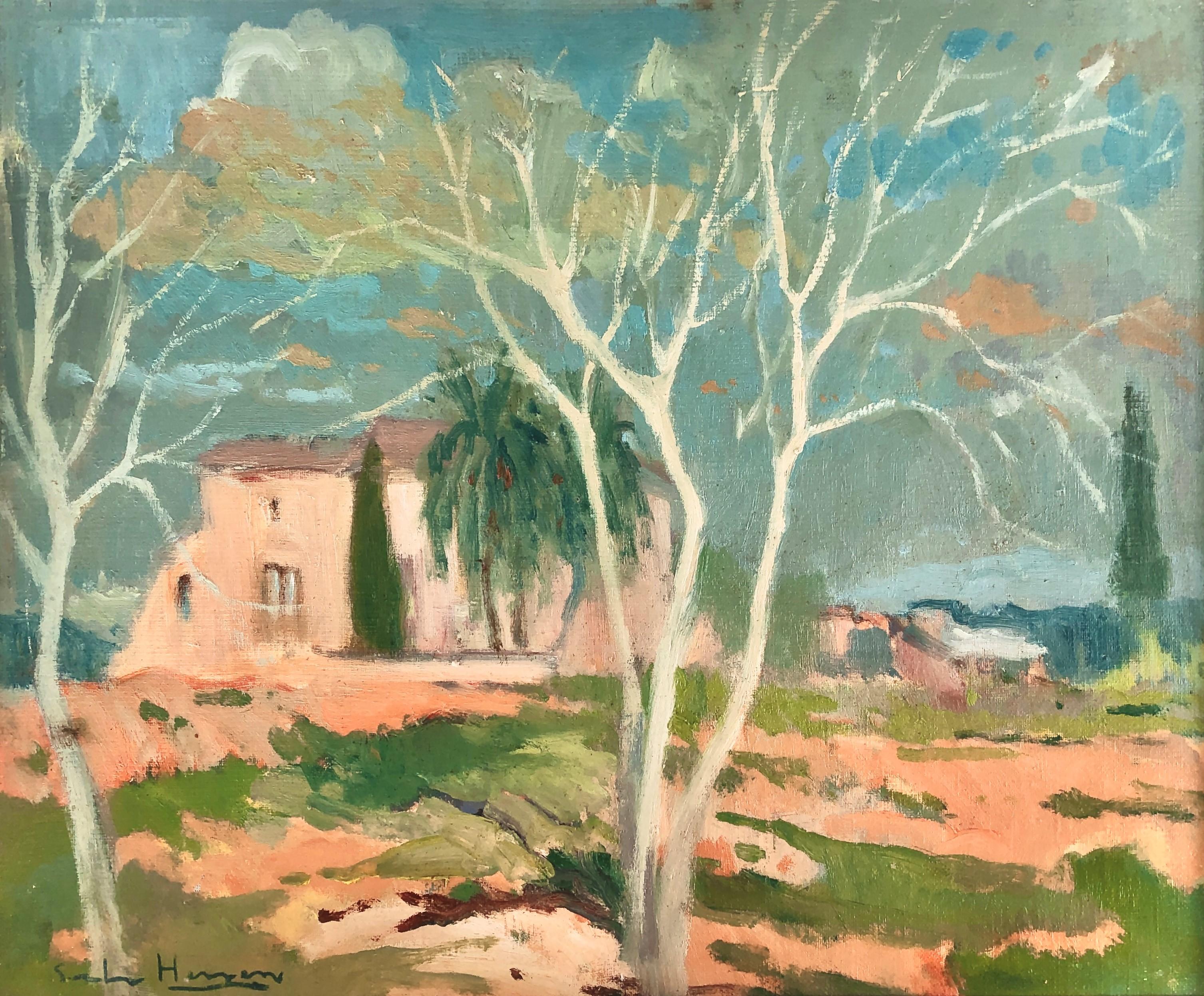 Antonio Sala Herrero Landscape Painting - Barcelona Spain oil on canvas painting landscape