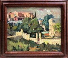Barcelona Spain oil on canvas painting landscape urbanscape