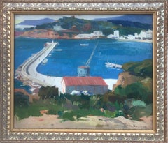 Sant Feliu de Guixols Spain oil on canvas painting mediterranean seascape