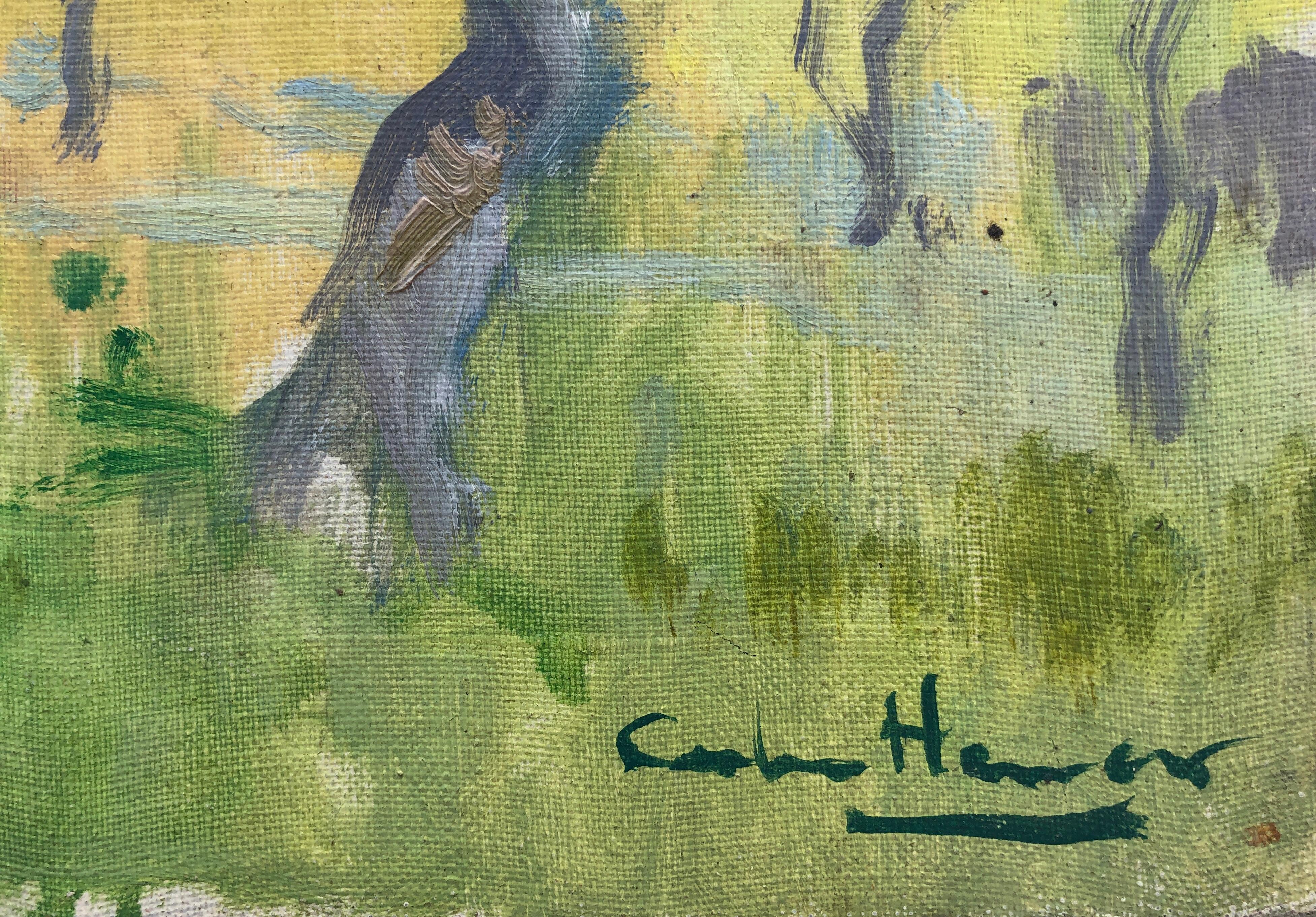 Paysage espagnol peinture à l'huile sur toile - Painting de Antonio Sala Herrero