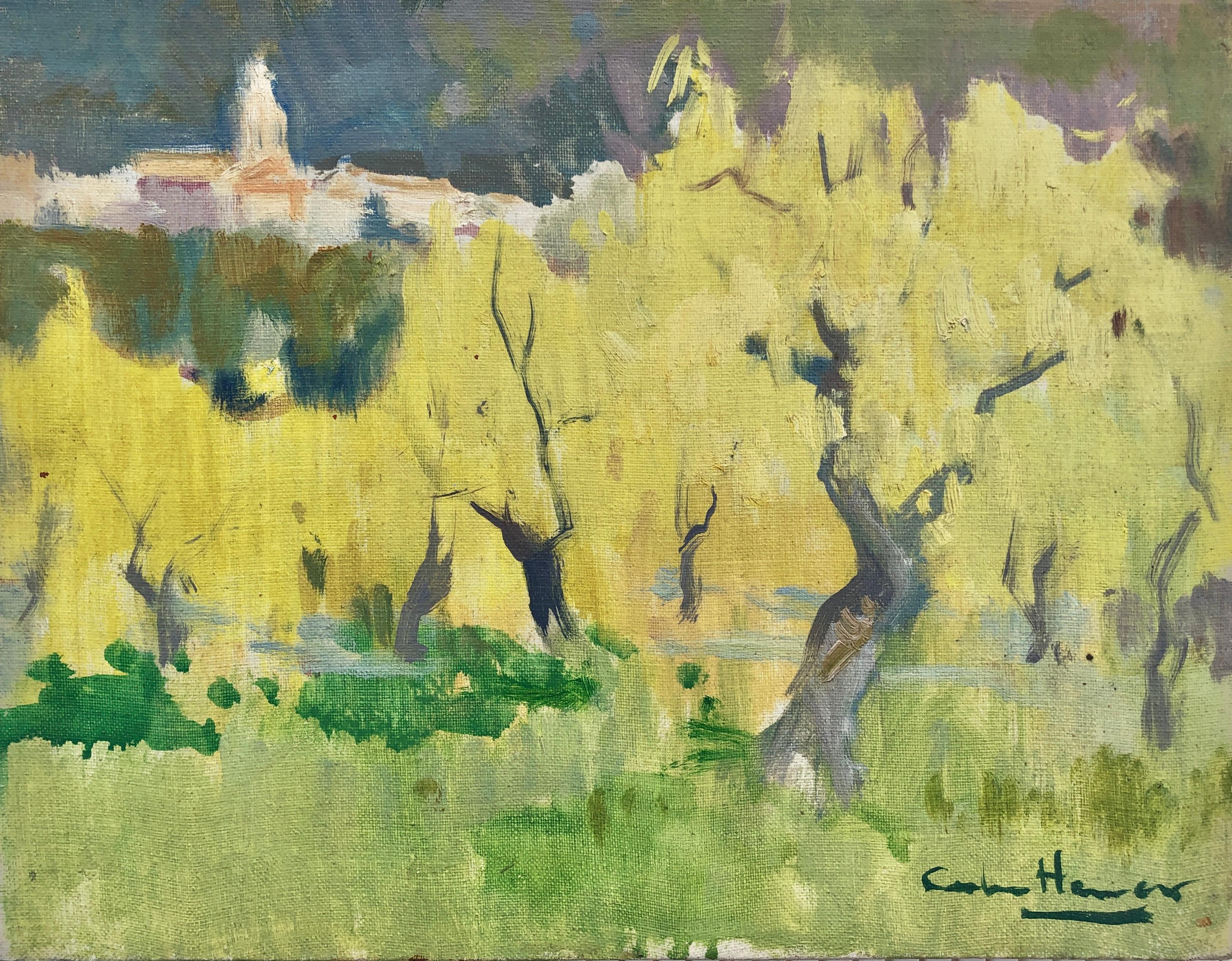 Landscape Painting Antonio Sala Herrero - Paysage espagnol peinture à l'huile sur toile