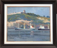 View of Montjuïc Barcelona Spain oil on canvas painting seascape