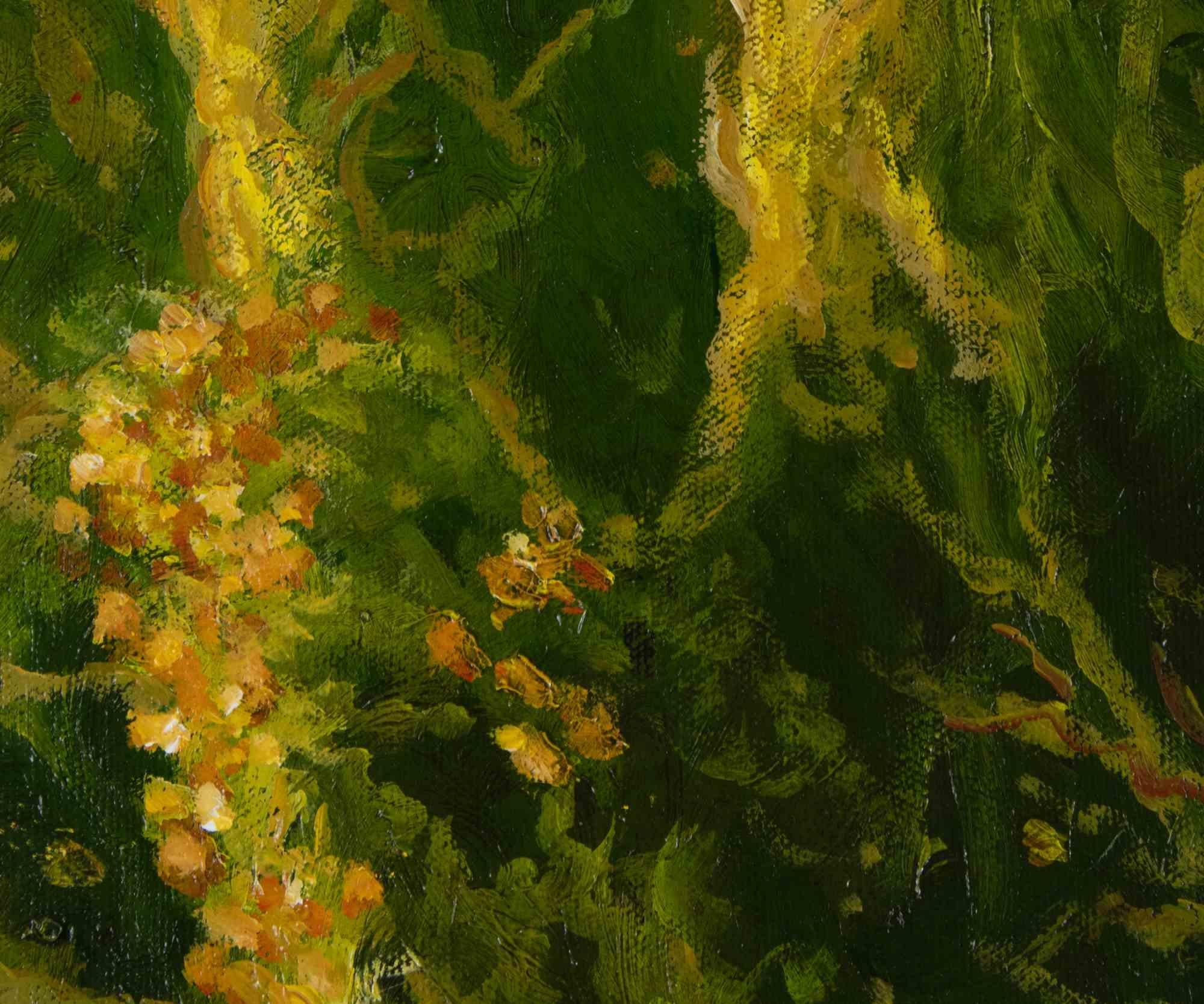 Colazione nel Roseto - Peinture à l'huile d'Antonio Saliola- 2006 en vente 5