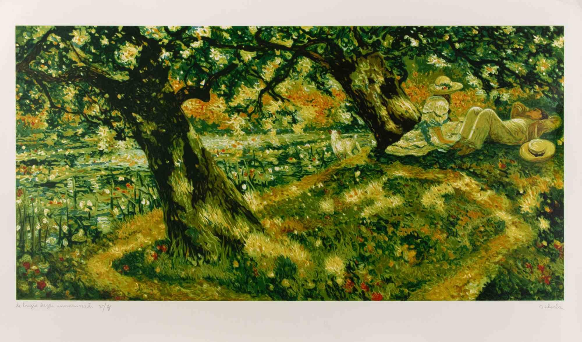 Lithograph realized by Antonio Saliola in 1990s.

Hand signed in pencil.

Edition of v/z, marked in pencil.

Excellent condition.