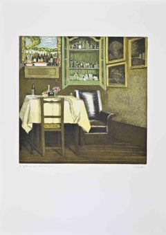 Il Goccino di Nocino - Etching by Antonio Saliola - 1990s