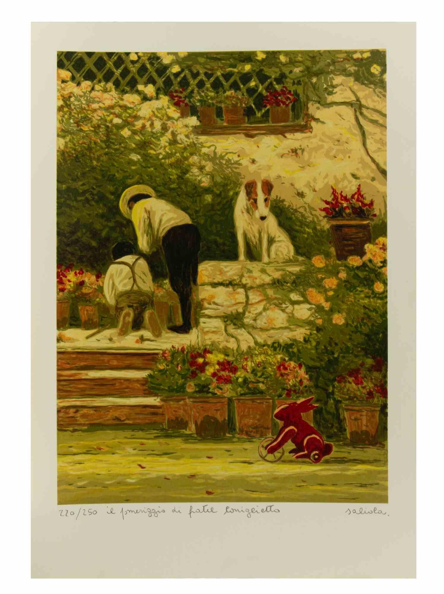 Il Pomeriggio di Fratel Coniglietto  - Lithograph by Antonio Saliola - 1990s For Sale 1