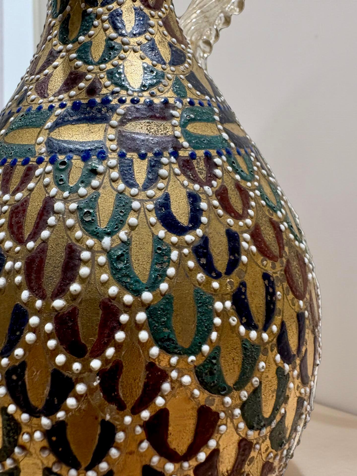 Émaillé Antonio Salviati  Amphore en verre de Murano, or et émail 19e siècle en vente