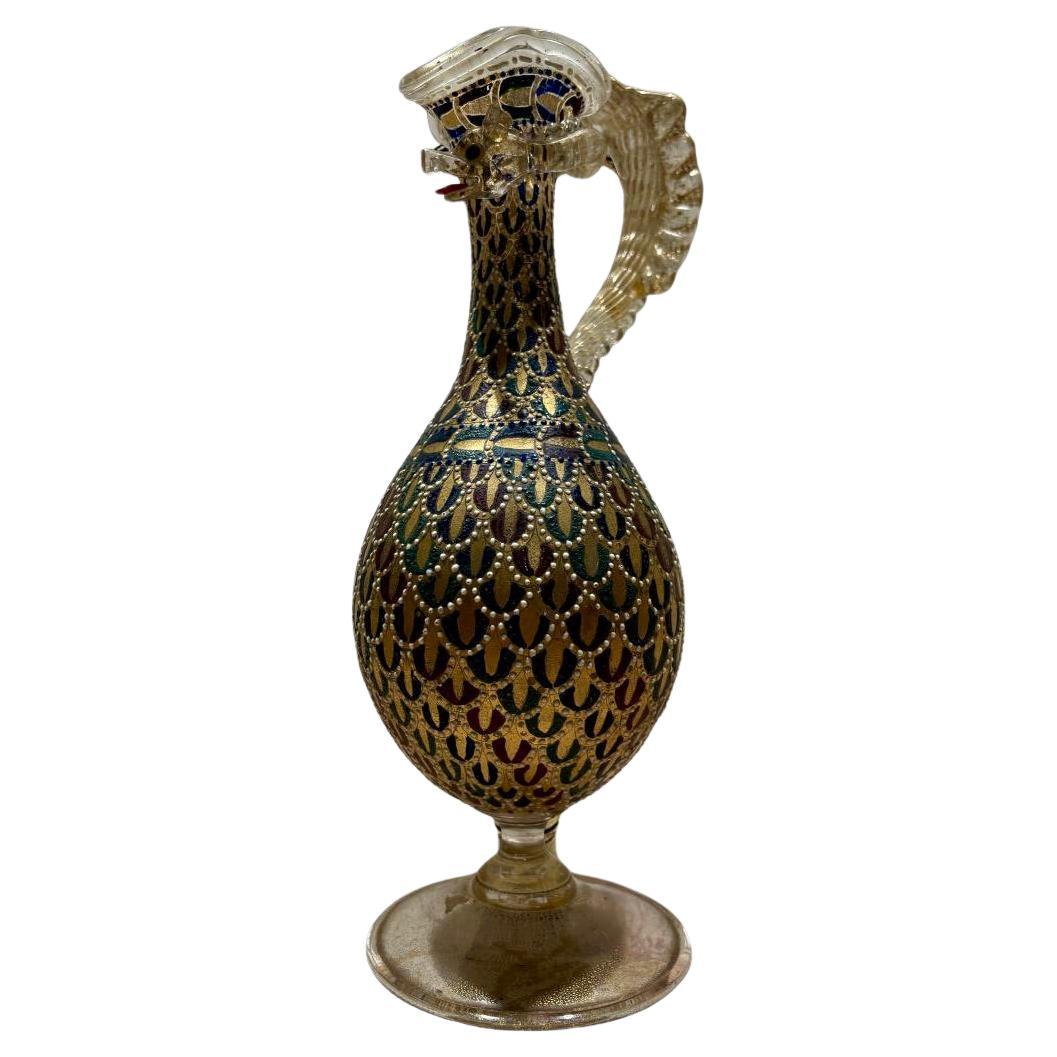 Antonio Salviati Amphora aus Muranoglas, Gold und Emaille 19. Jahrhundert