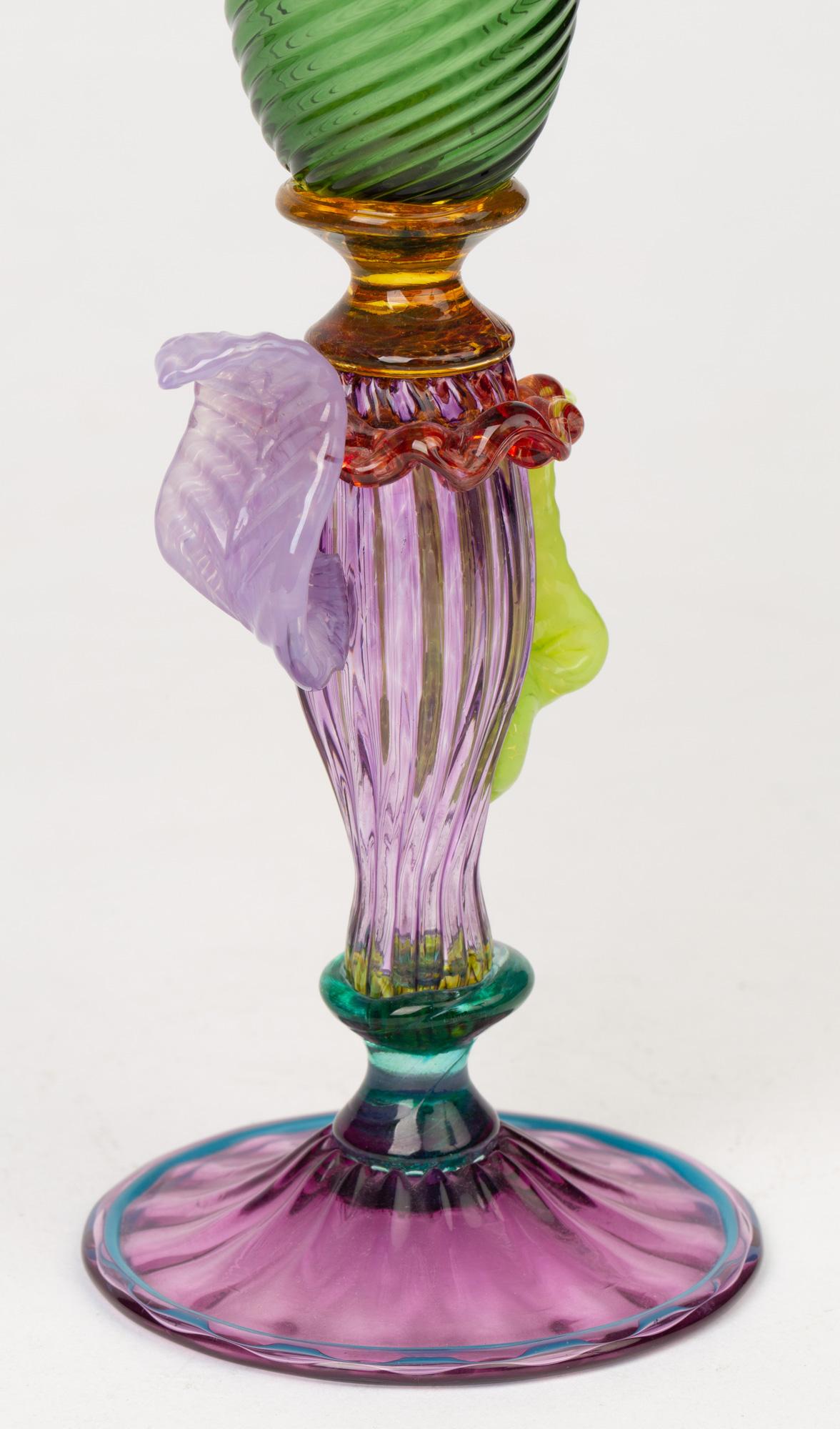 Renaissance Revival Antonio Salviati Antique Venetian Revival Art Glass Stem Vase For Sale