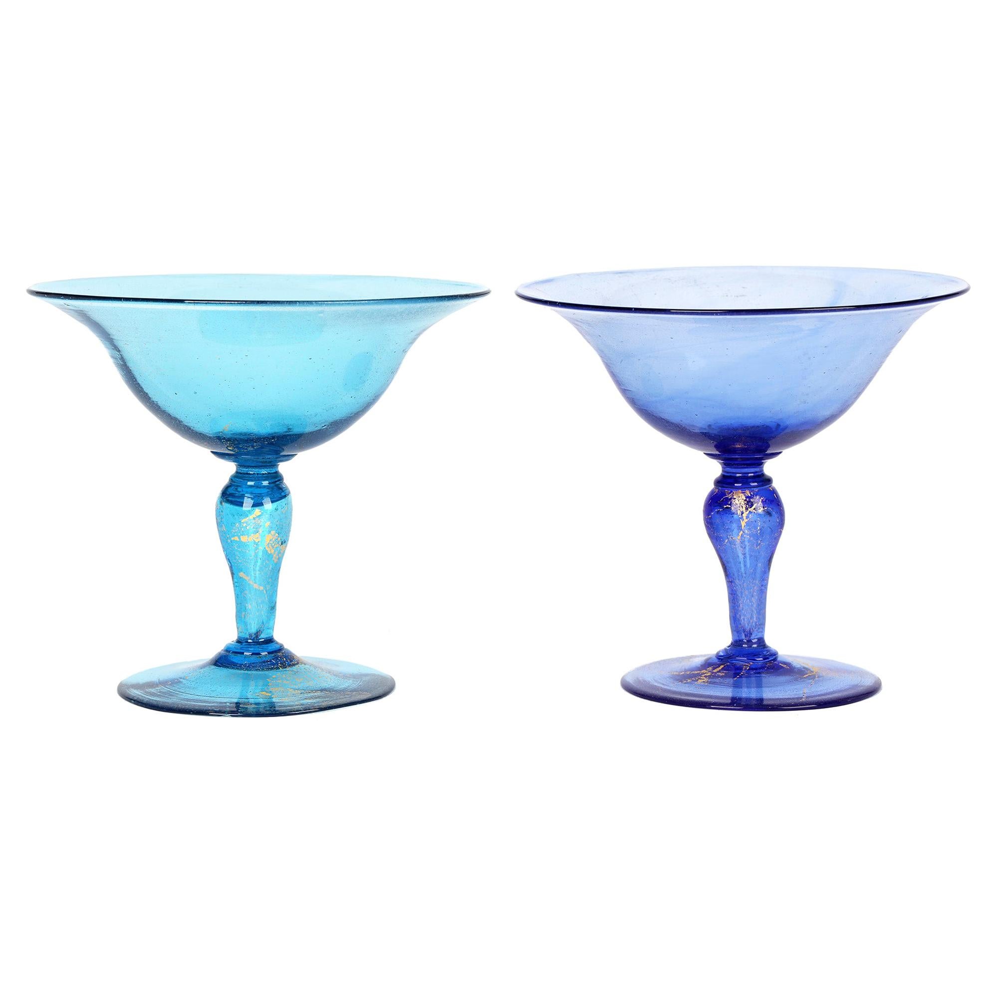 Pair Champagne Coupes with Hollow Stems