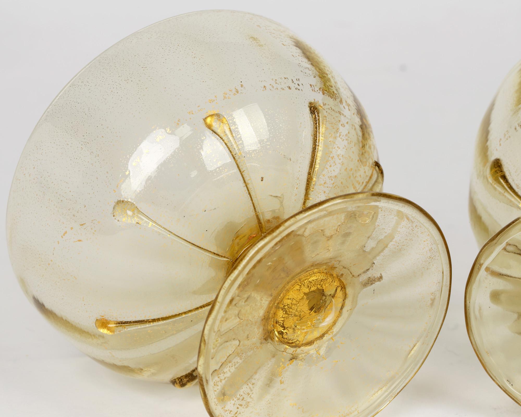Antonio Salviati Pair Venetian Revival Art Glass Dessert Bowls and Stands For Sale 7