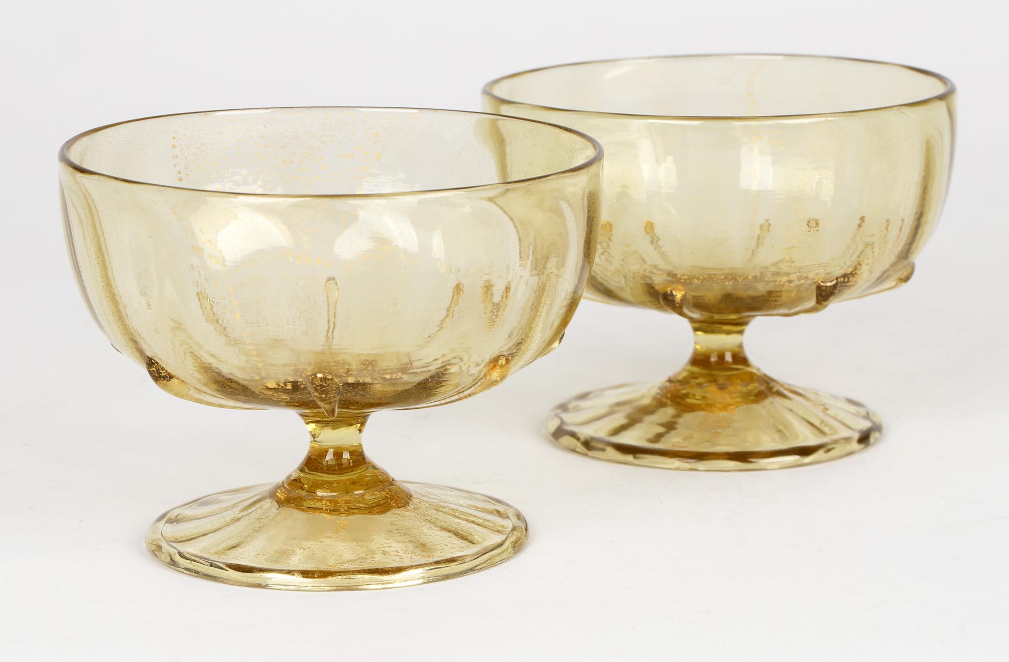 Antonio Salviati Pair Venetian Revival Art Glass Dessert Bowls and Stands For Sale 8