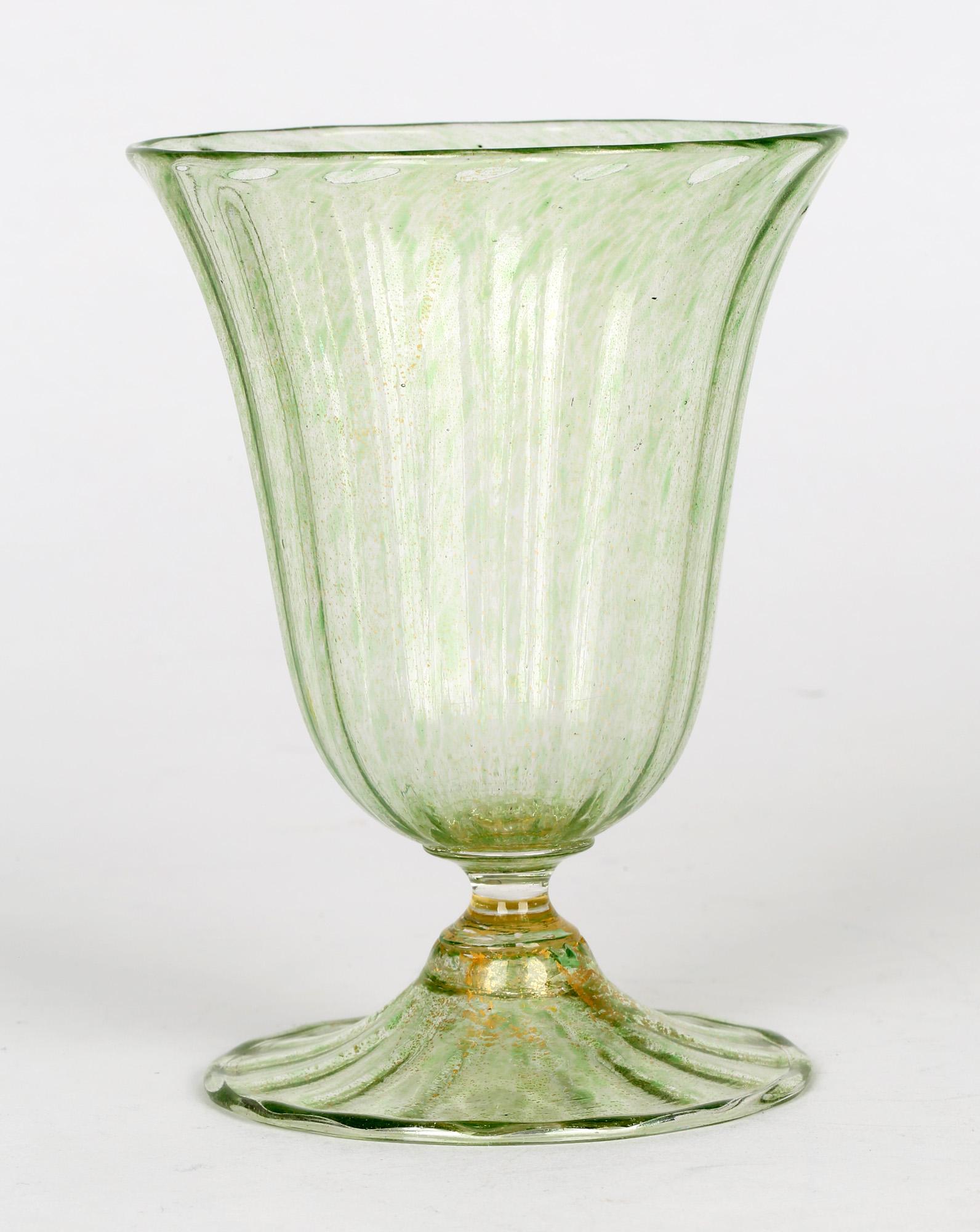 Antonio Salviati Venetian Revival Green and Aventurine Sundae or Ice Cream Glass For Sale 1