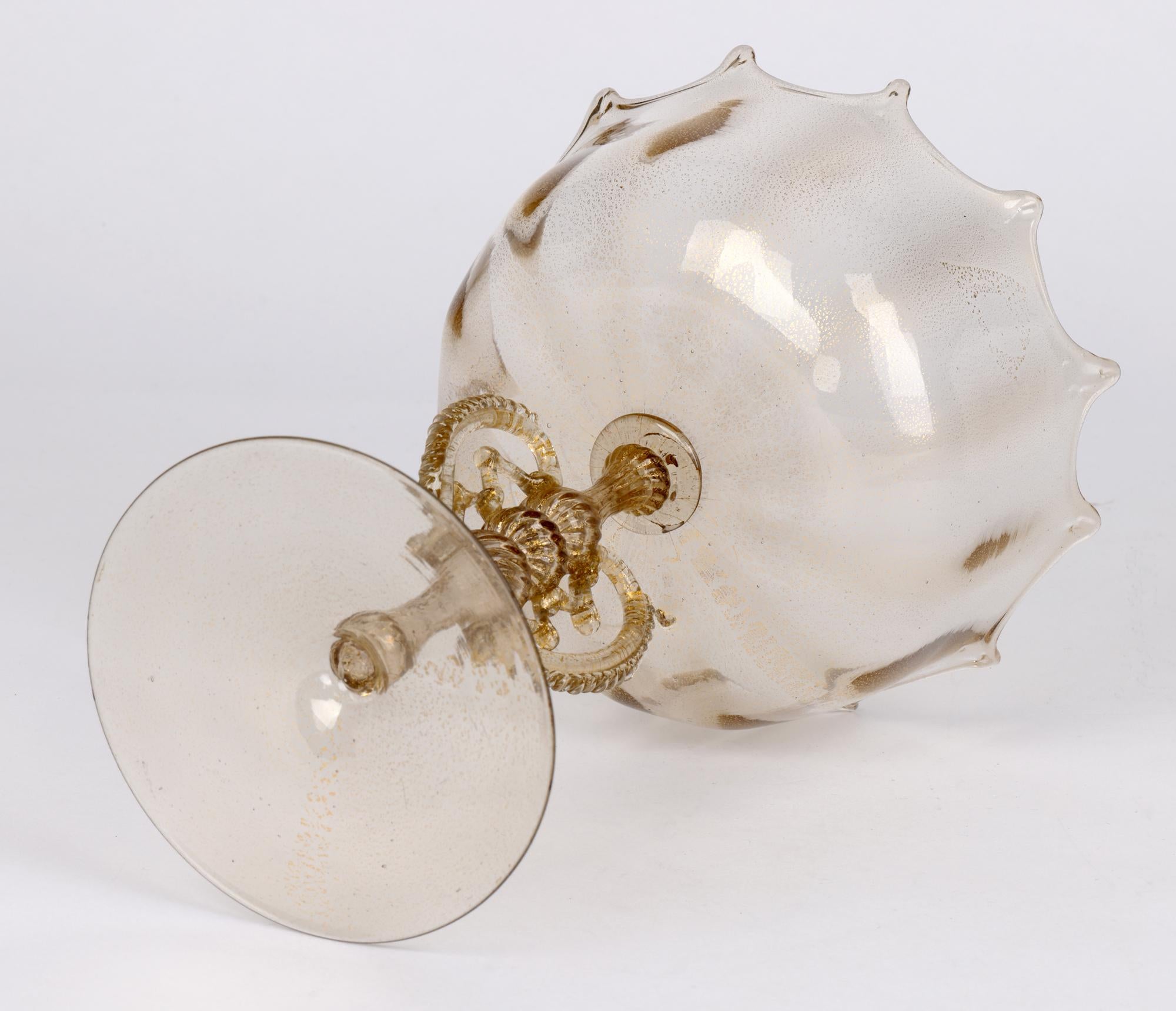 Antonio Salviati Venetian Revival Murano Glass Pedestal Bowl For Sale 1