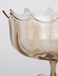 Ciotola con piedistallo in vetro di Murano di Antonio Salviati, in stile revival veneziano
