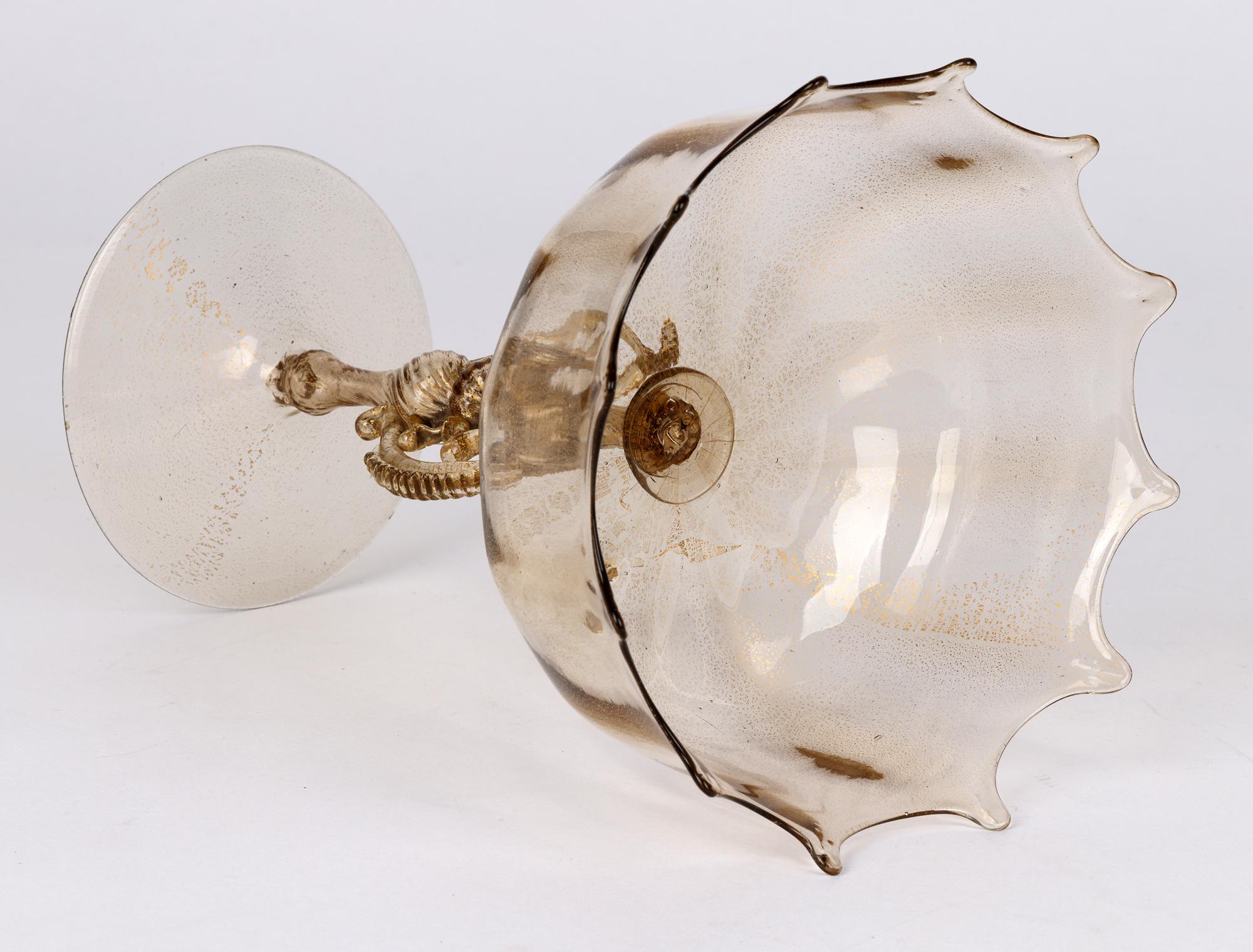 Late Victorian Antonio Salviati Venetian Revival Murano Glass Pedestal Bowl For Sale