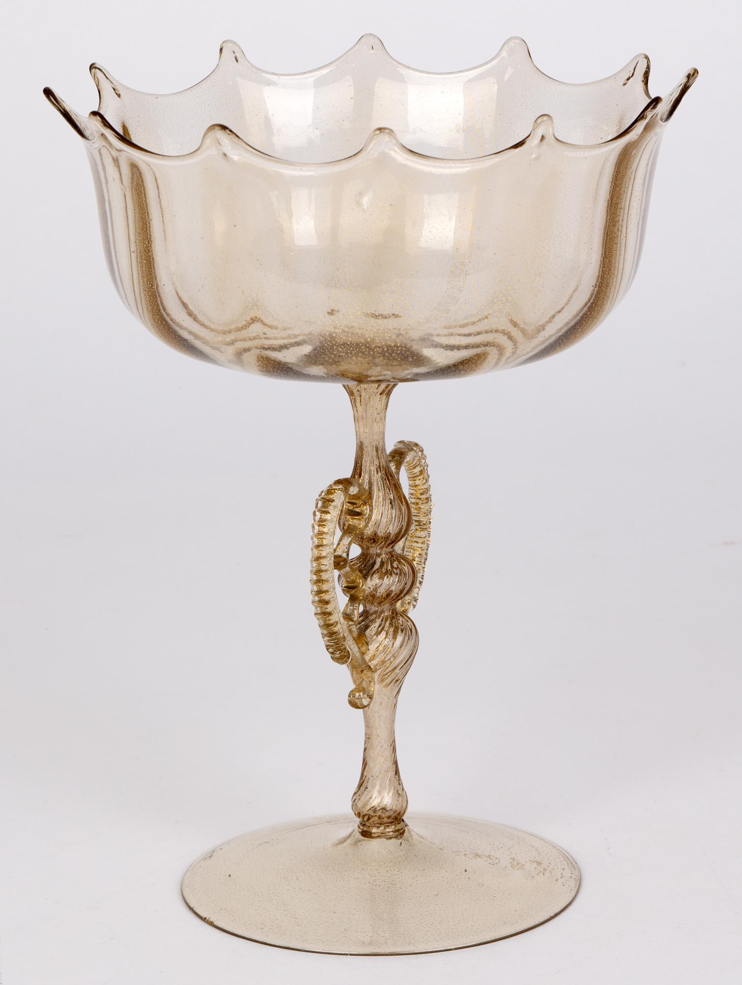 Antonio Salviati Venetian Revival Murano Glass Pedestal Bowl im Angebot 1