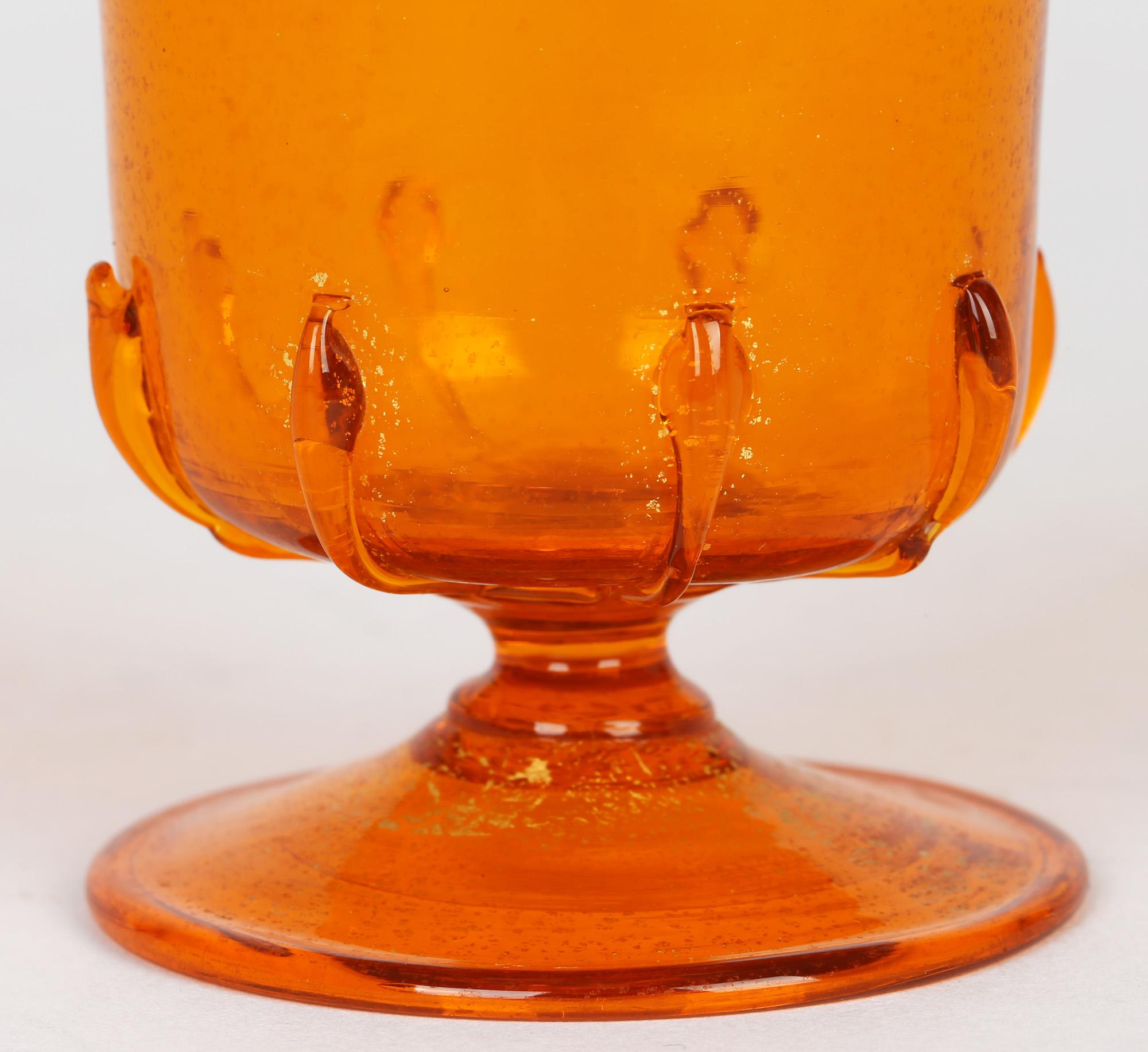 Antonio Salviati Venetian Revival Orange Wine Glass with Aventurine 3