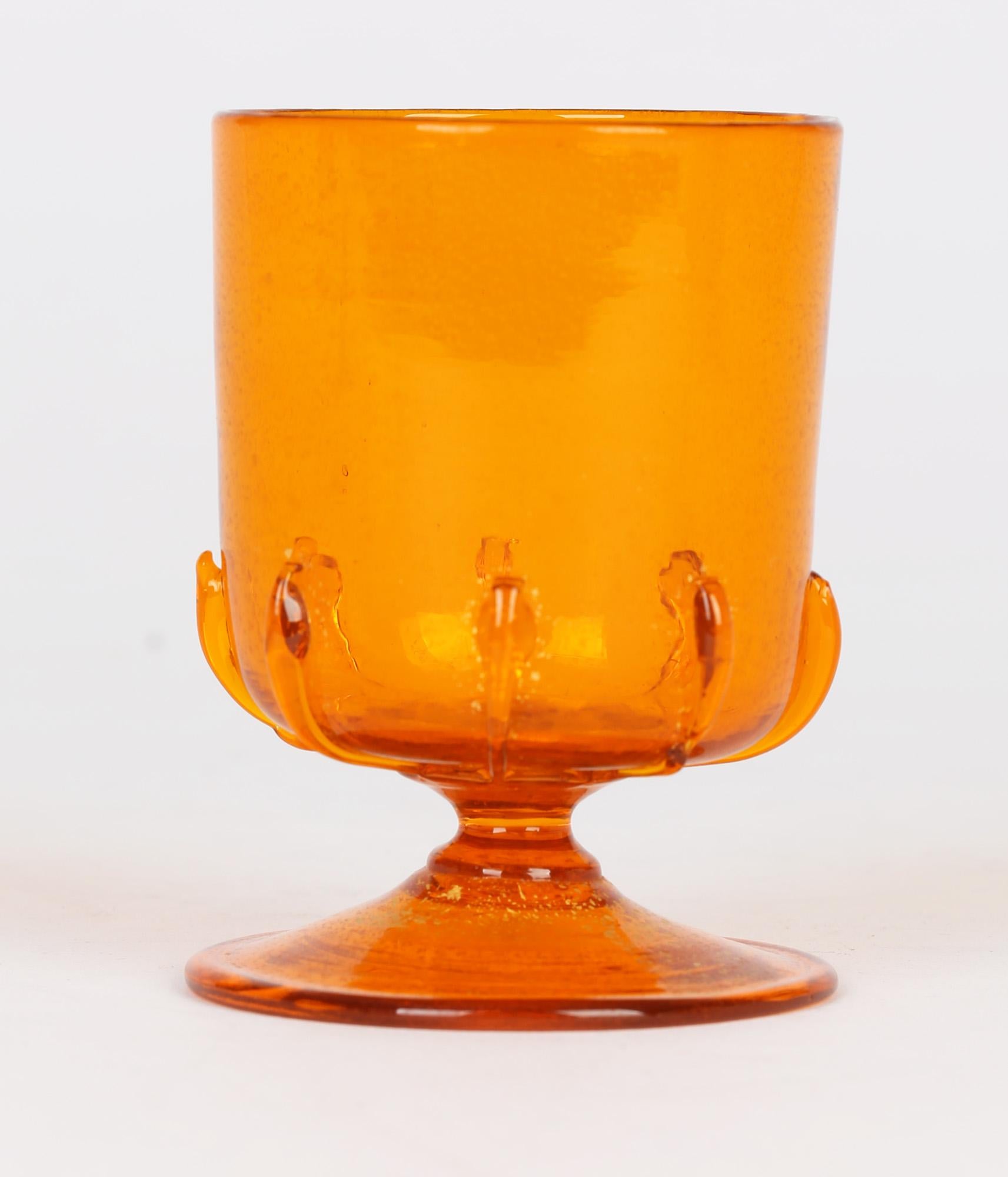 Antonio Salviati Venetian Revival Orange Wine Glass with Aventurine 4