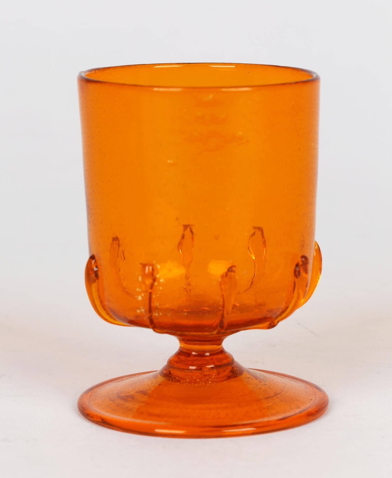 Antonio Salviati Venetian Revival Orange Wine Glass with Aventurine 1