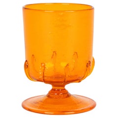 Antique Antonio Salviati Venetian Revival Orange Wine Glass with Aventurine