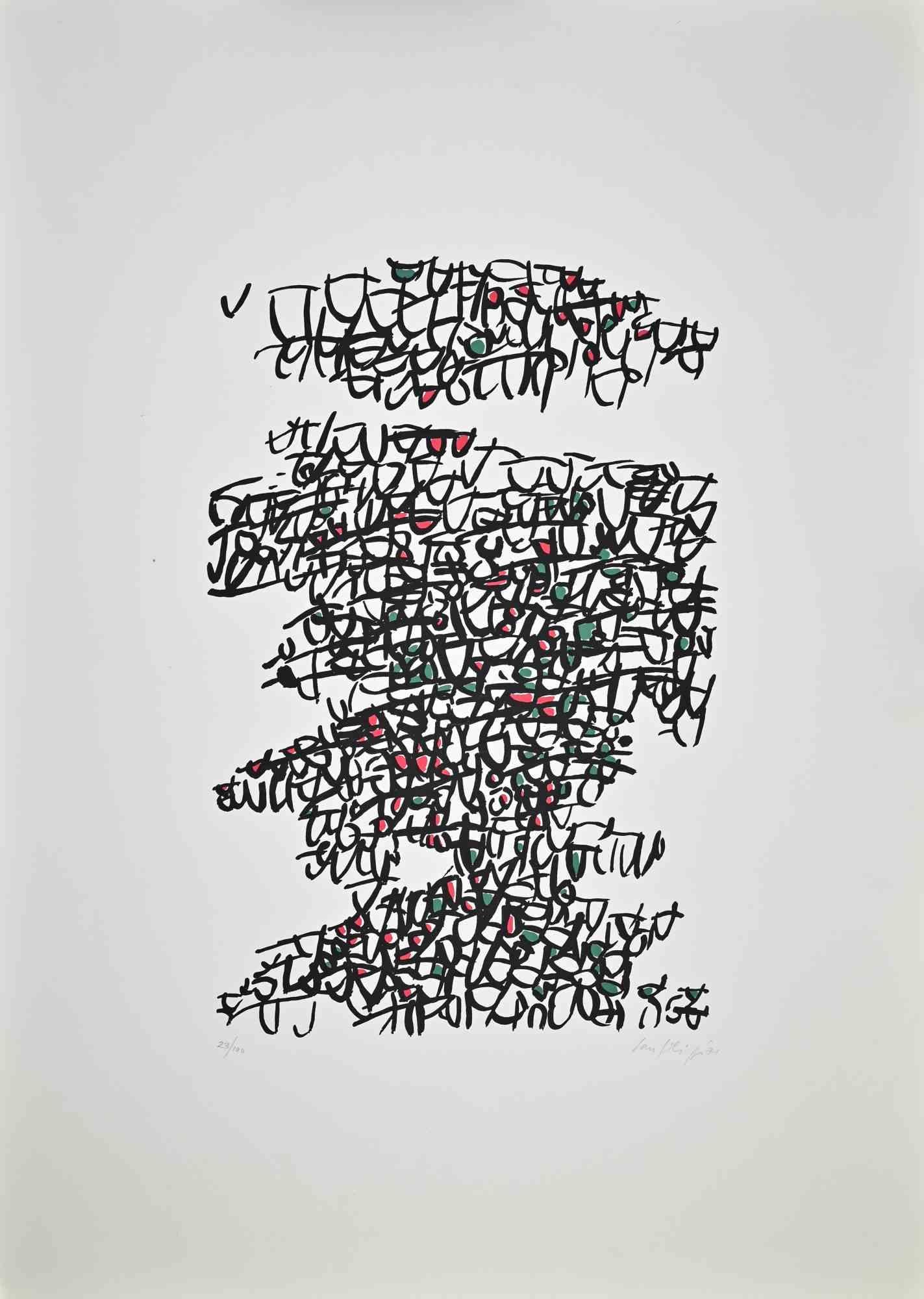 Abstract Composition - Lithograph by Antonio Sanfilippo - 1971