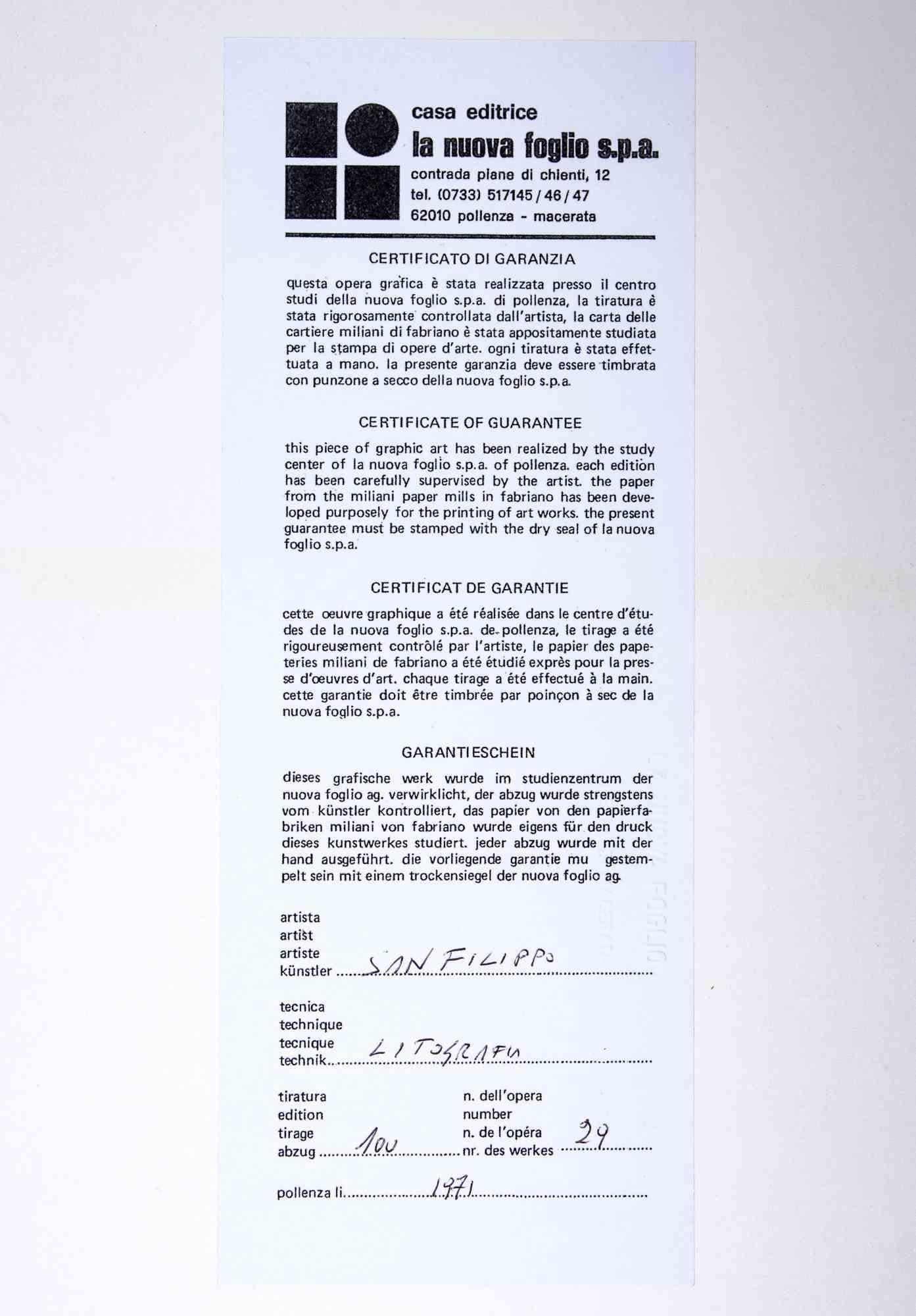 Abstrakte Komposition –  Lithographie von Antonio Sanfilippo – 1971 im Angebot 1