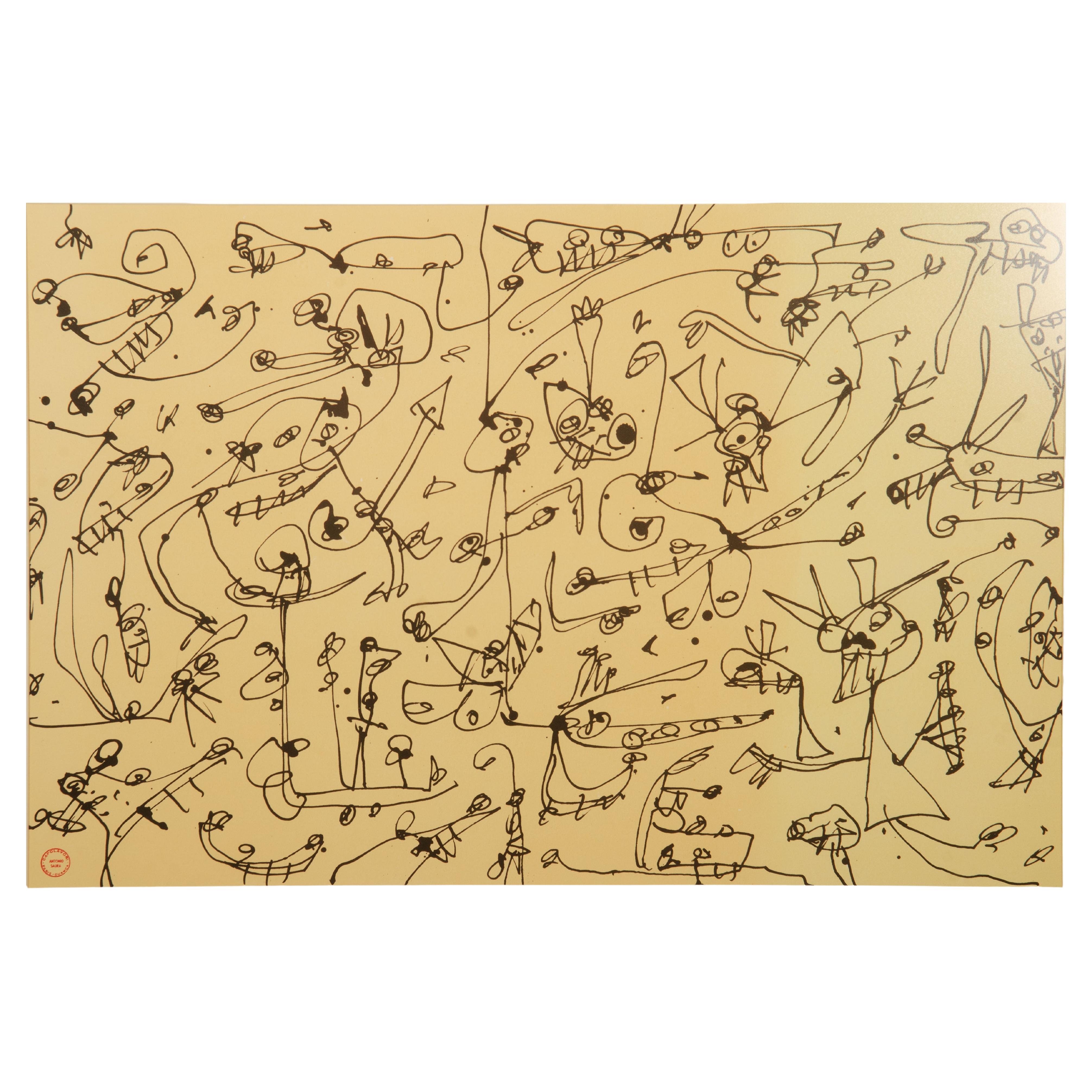 Antonio SAURA – Abierta 3 – Lithographie, signiert mit Bleistift im Angebot
