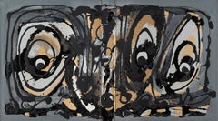 Antonio Saura. Autodafé. 1985. Oil and lacquer on cover, applied on board.