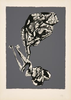 „Aquella tarde al verse en el espejo“ von Antonio Saura, Schwarz und Grau Abstrakt