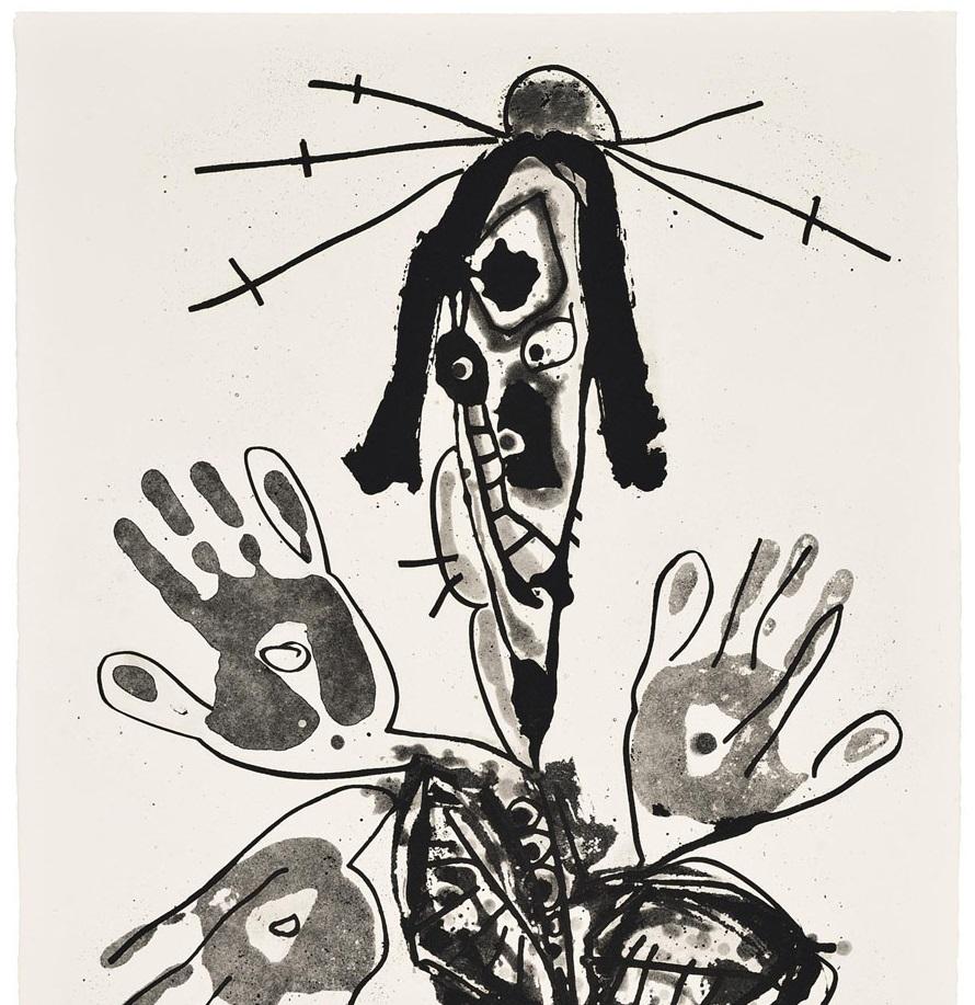 Sylvia Novisaurias Saura Aggressive Black Female Body Expresionism Gesture Bride - Expressionist Print by Antonio Saura