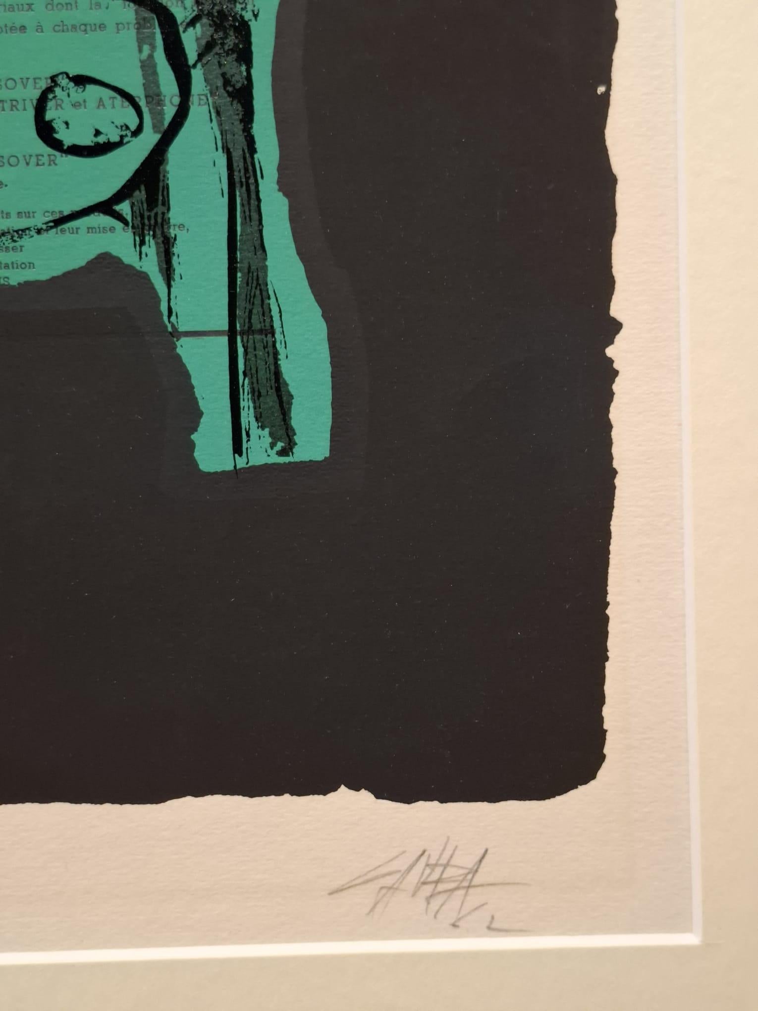 Tu cabello es amarillo - Black Abstract Print by Antonio Saura