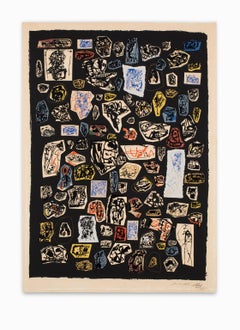 "Untitled" Collage Style Silkscreen Print, Colors, Outsider Art, Signed, Dated